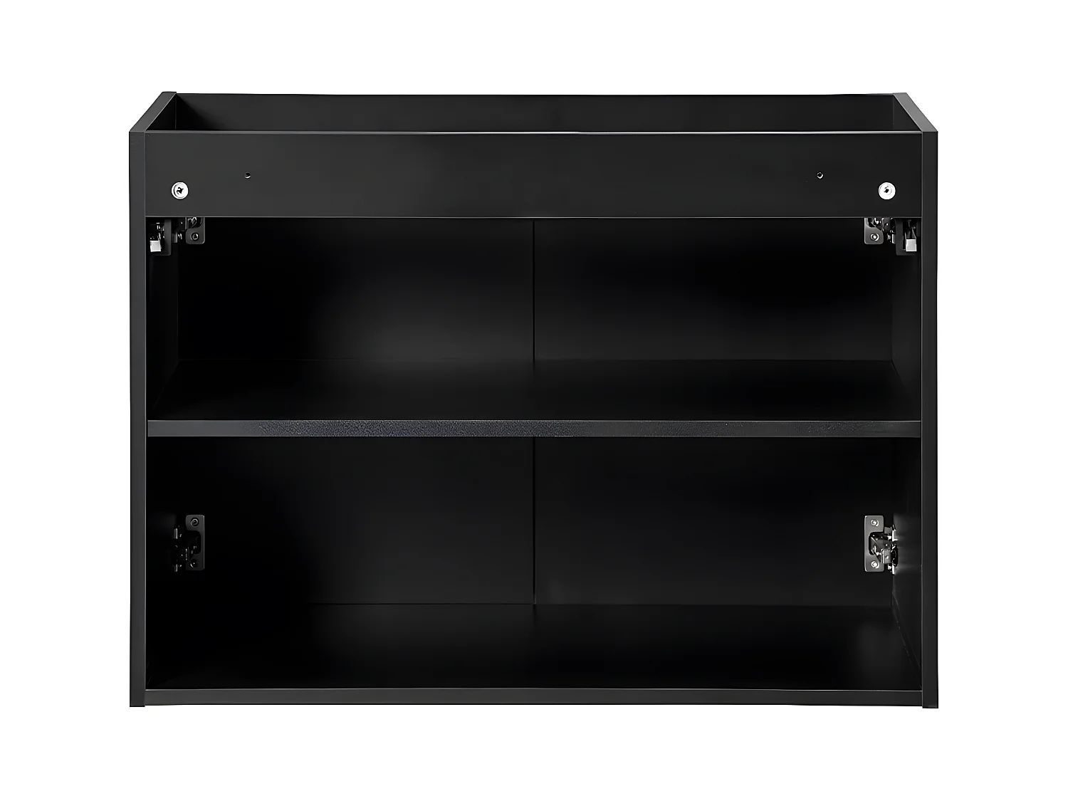 Meuble sous-vasque 80cm 2 portes plan de toilette Riva Noir et Bois
