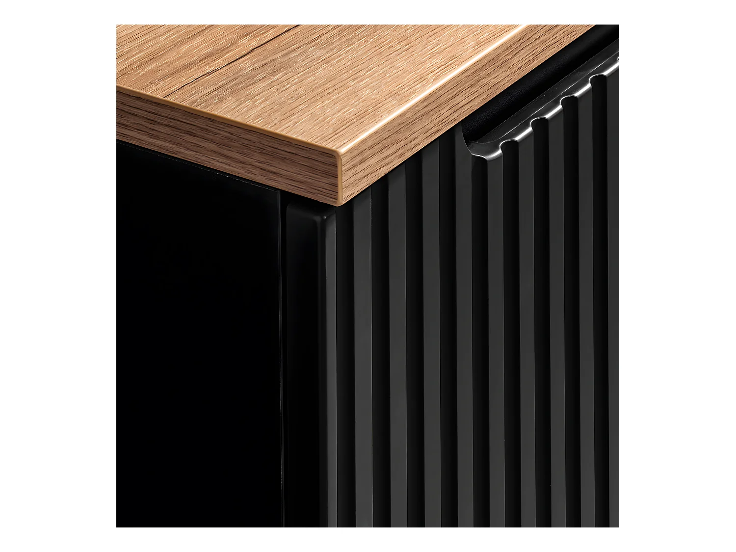 Meuble sous-vasque 80cm 2 portes plan de toilette Riva Noir et Bois