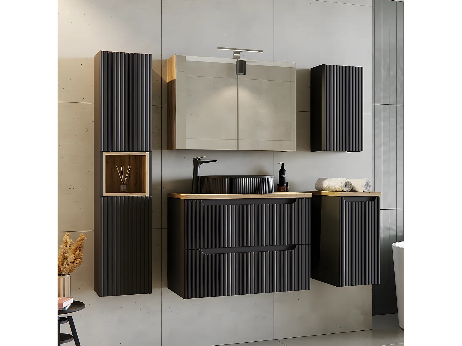 Mobile bagno senza lavabo Riva nero 80cm