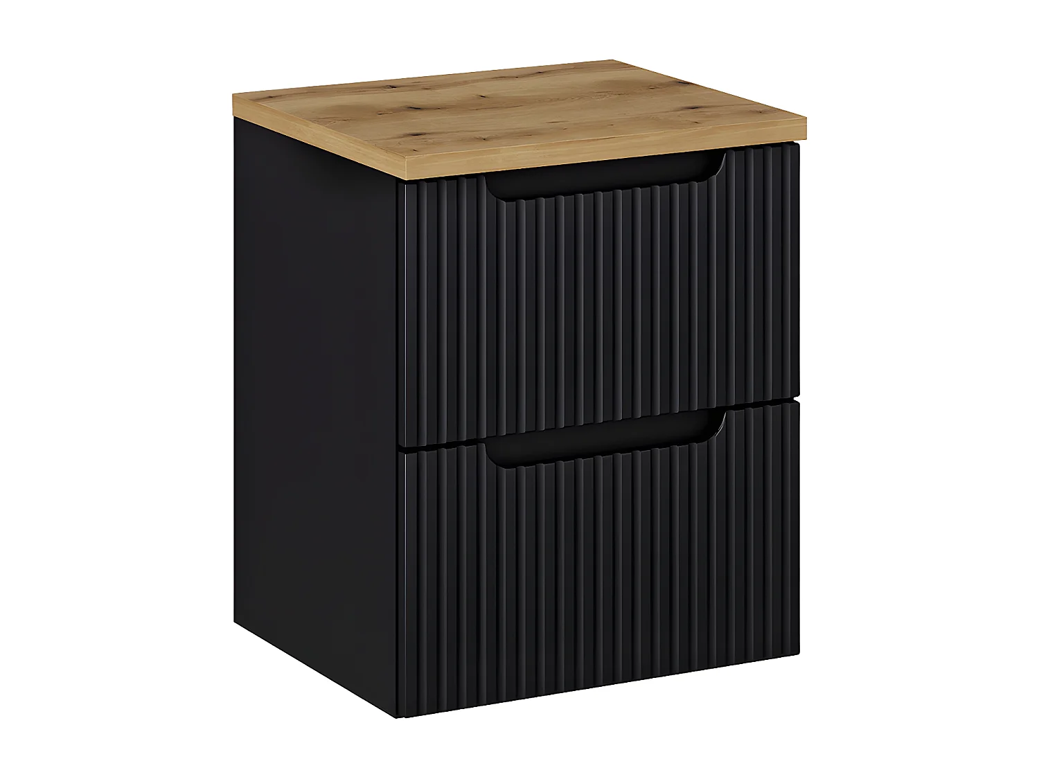 Meuble sous-vasque 50cm 2 tiroirs plan de toilette Riva Noir et Bois