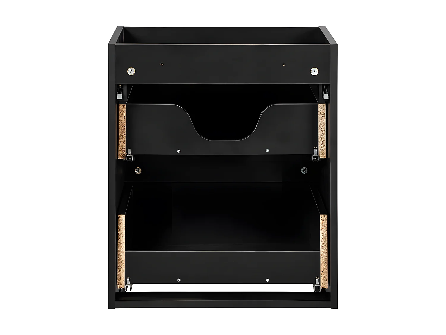 Meuble sous-vasque 50cm 2 tiroirs plan de toilette Riva Noir et Bois