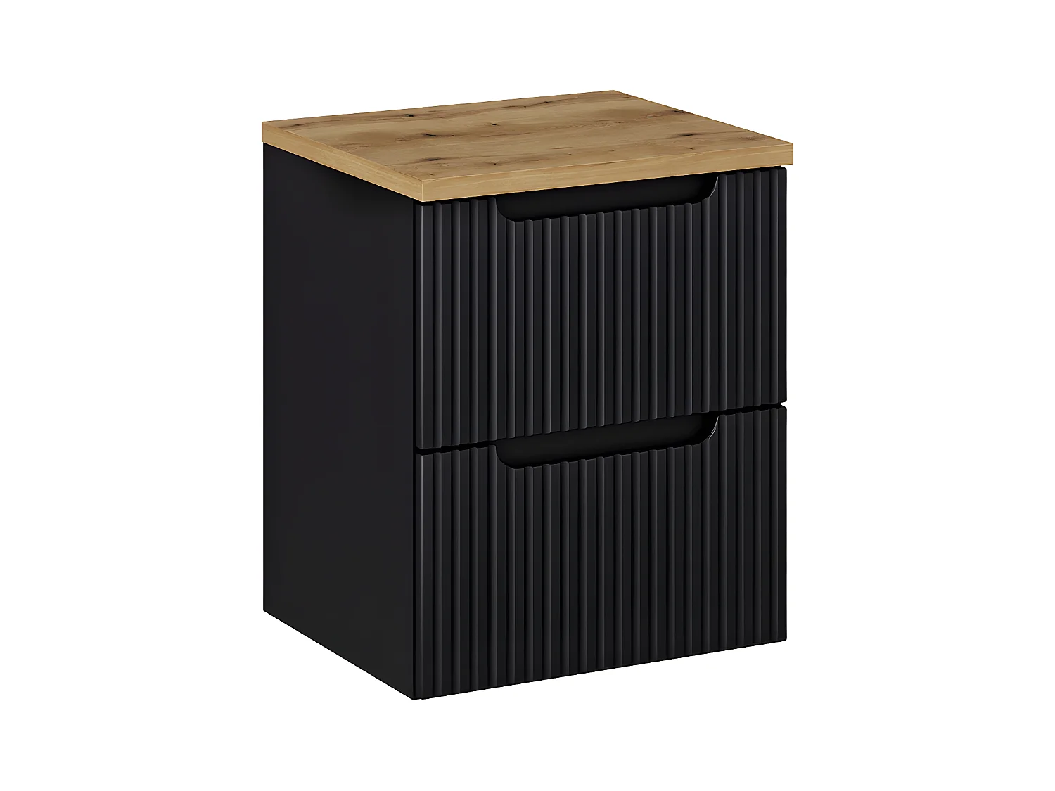 Meuble sous-vasque 50cm 2 tiroirs plan de toilette Riva Noir et Bois
