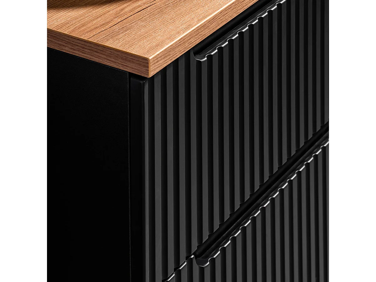 Meuble sous-vasque 140cm 4 tiroirs plan de toilette Riva Noir et Bois