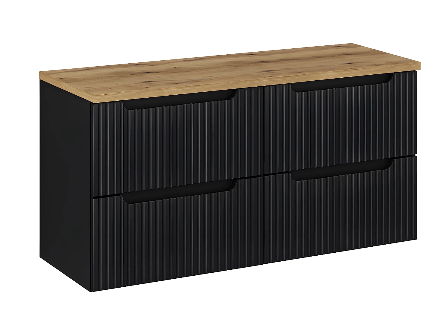 Meuble sous-vasque 120cm 4 tiroirs plan de toilette Riva Noir et Bois