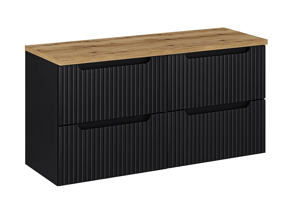 Tvättställsskåp 120cm 4 lådor Riva underskåp Svart och trä
