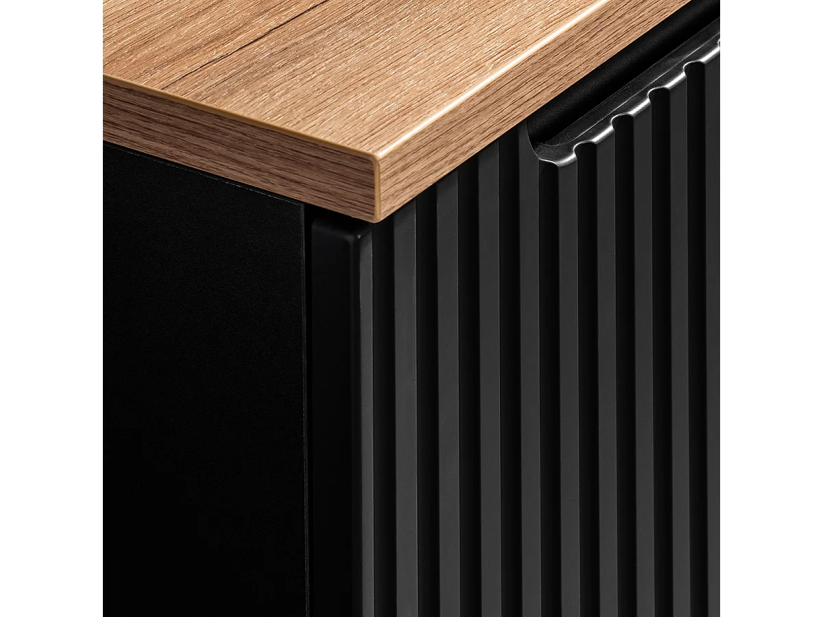 Waschtisch 60cm 2 Türen Waschtisch Riva Schwarz und Holz