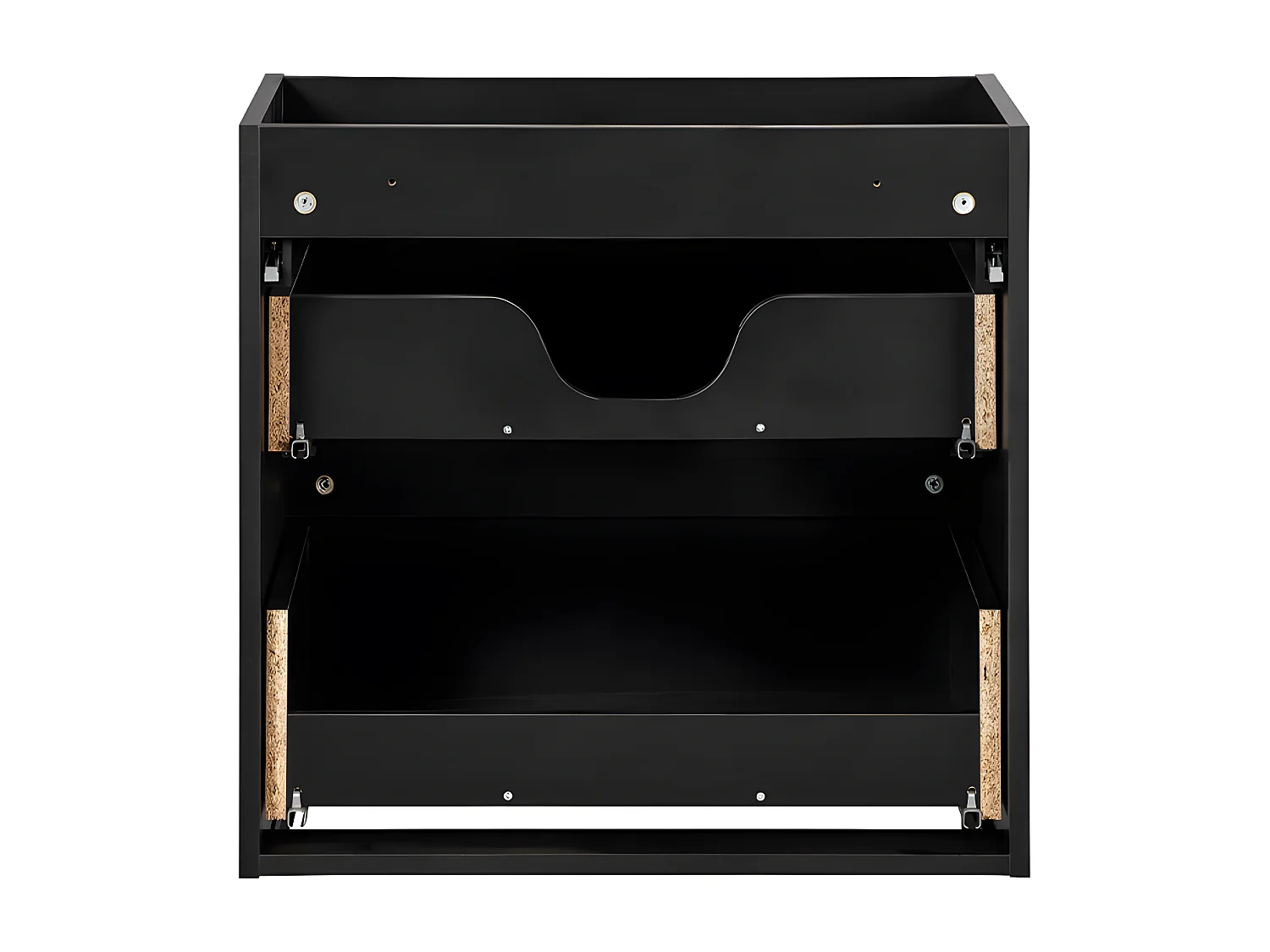 Meuble sous-vasque 60cm 2 tiroirs plan de toilette Riva Noir et Bois