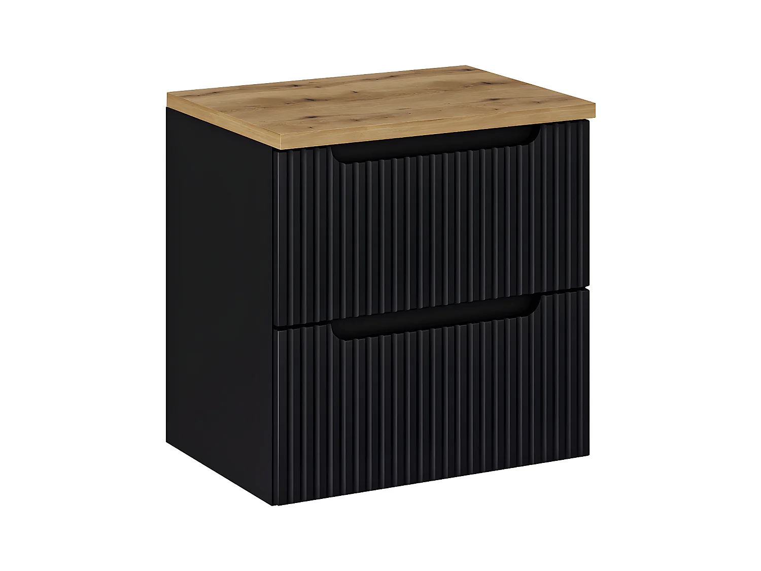 Meuble sous-vasque 60cm 2 tiroirs plan de toilette Riva Noir et Bois
