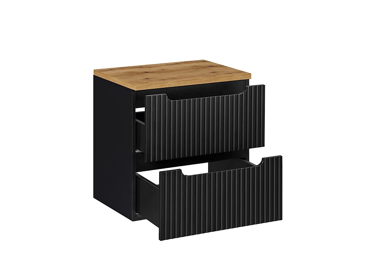 Vanity unit 60cm 2 drawers Riva Black and Wood vanity top