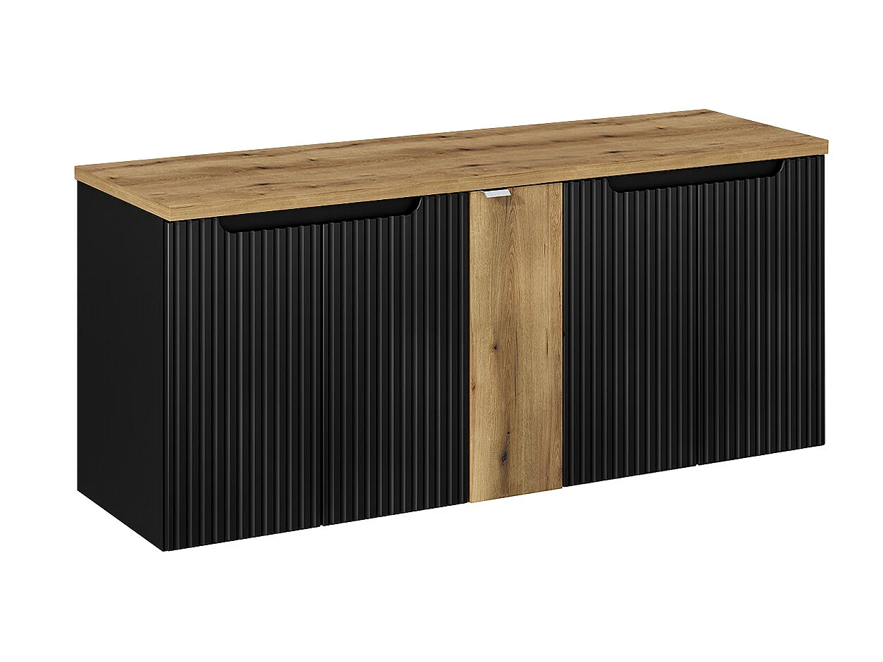 Riva Svart och Trä 5-dörrars underskåp 140cm