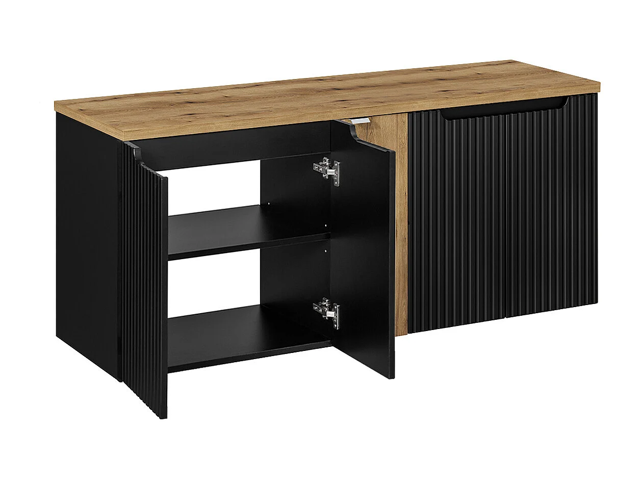 Riva Svart och Trä 5-dörrars underskåp 140cm