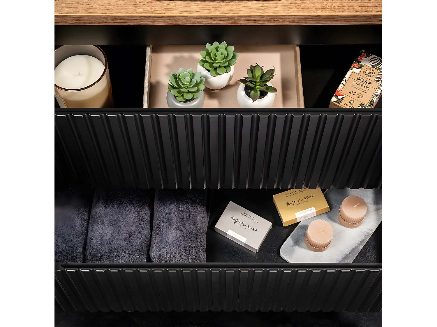 Meuble sous-vasque 60cm 2 tiroirs Riva Noir