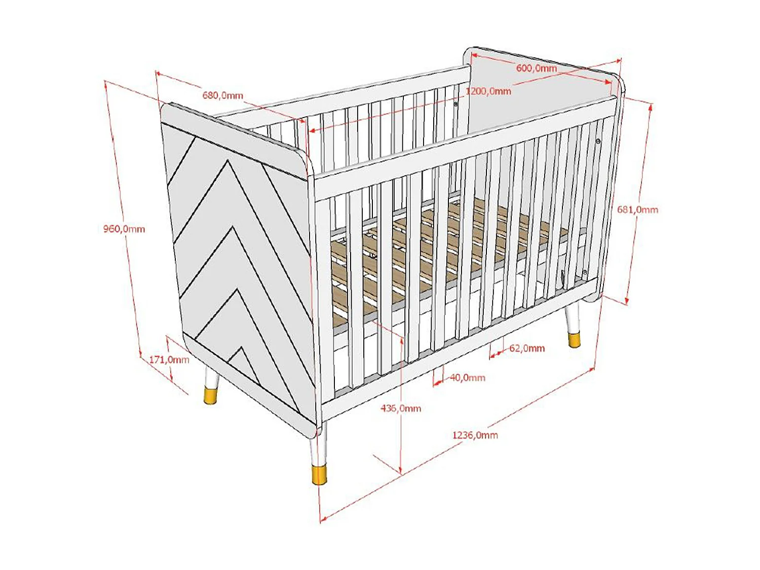 Lit bébé 60x120 sommier inclus Billy Rose