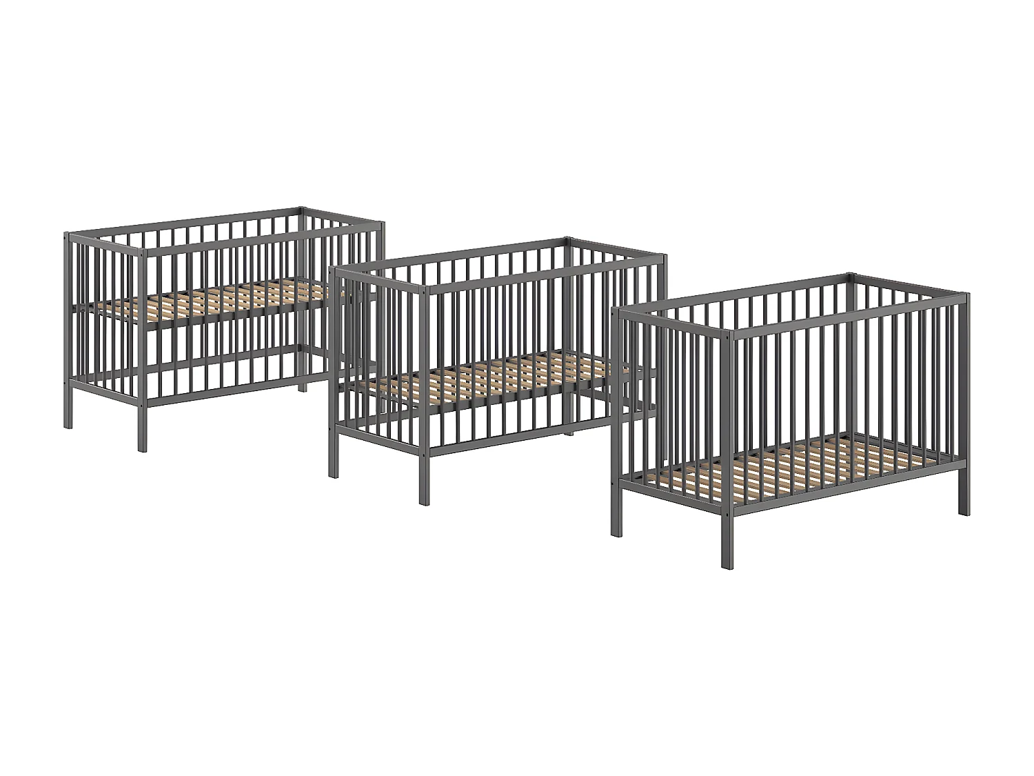 Lit bébé 60x120 sommier inclus Meryl Anthracite