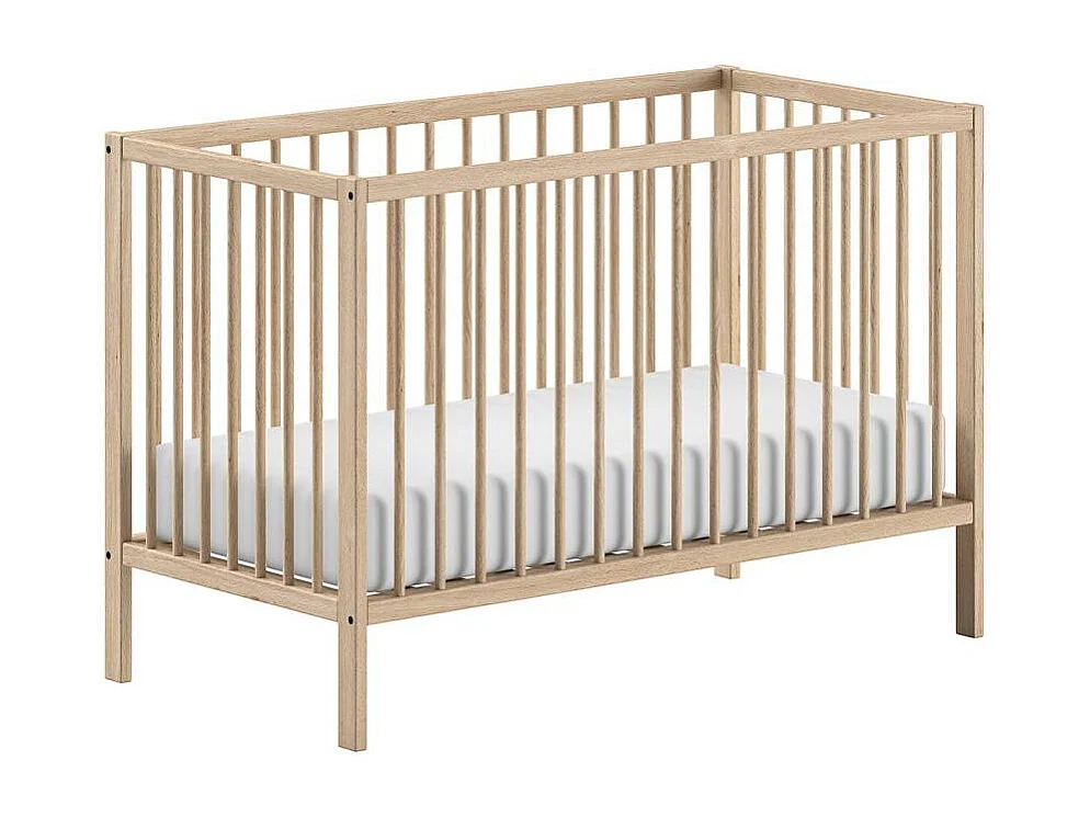 Lit Bébé à Barreaux "Dino" 60x120cm Naturel
