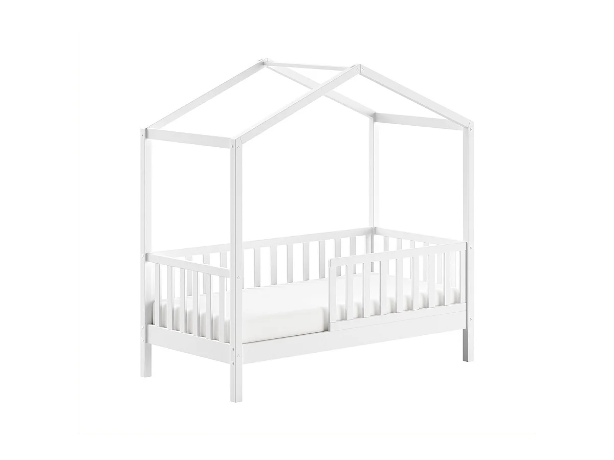 Lit Cabane Enfant "Dallas" 70x140cm Blanc