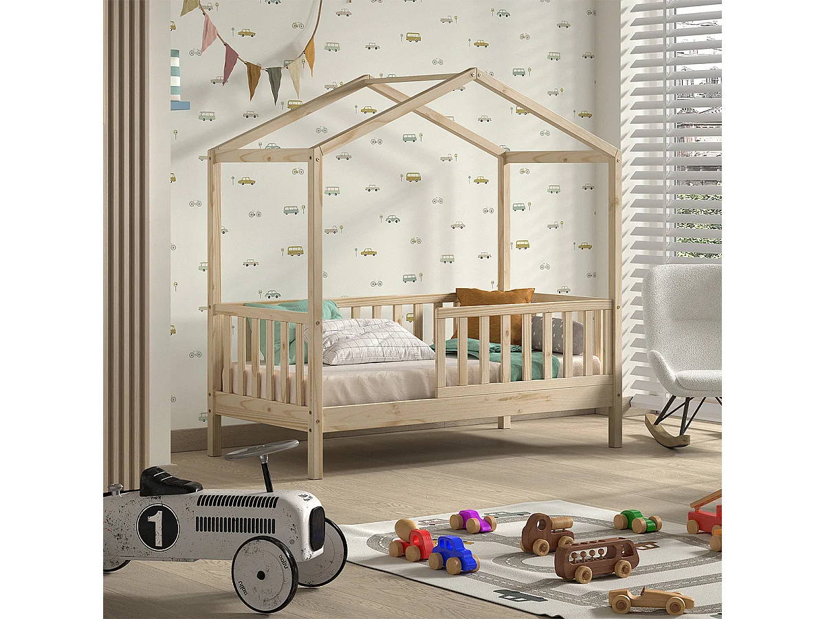 Lit cabane 70x140 sommier inclus Dallas Bois