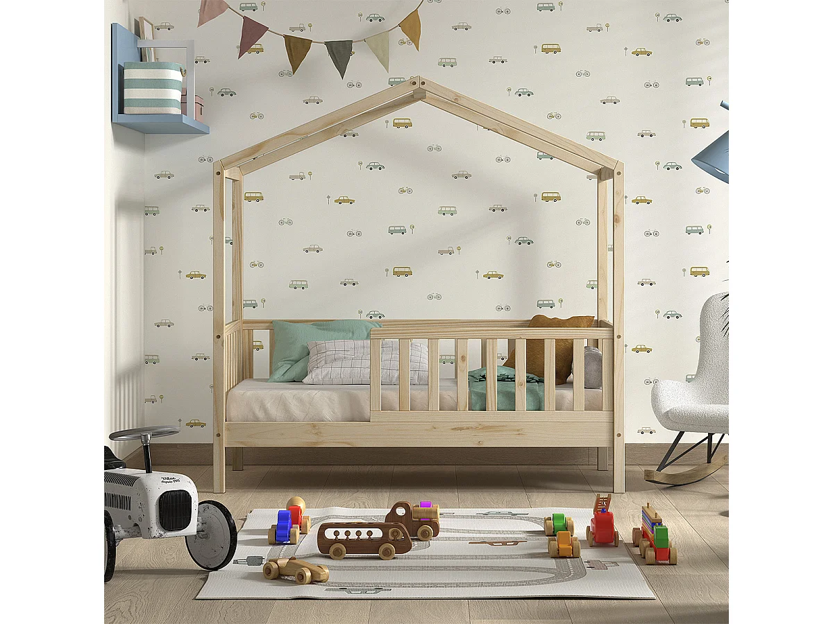 Lit cabane 70x140 sommier inclus Dallas Bois