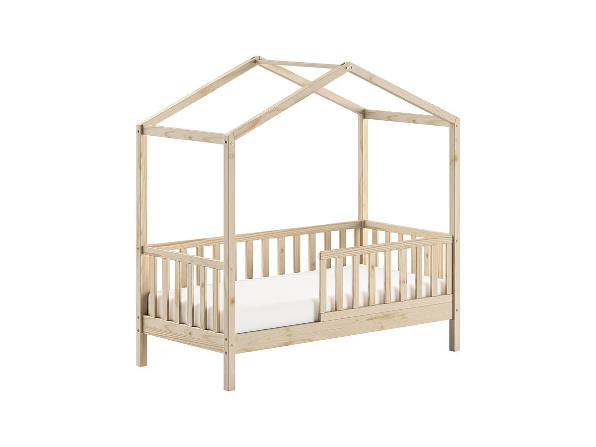 Lit Cabane Enfant "Dallas" 70x140cm Naturel