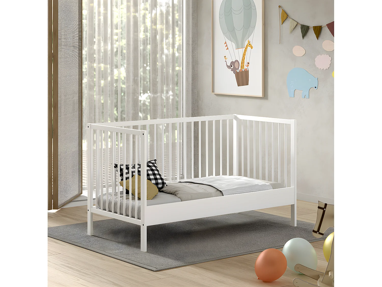 Lit évolutif 70x140 sommier inclus Meryl Blanc