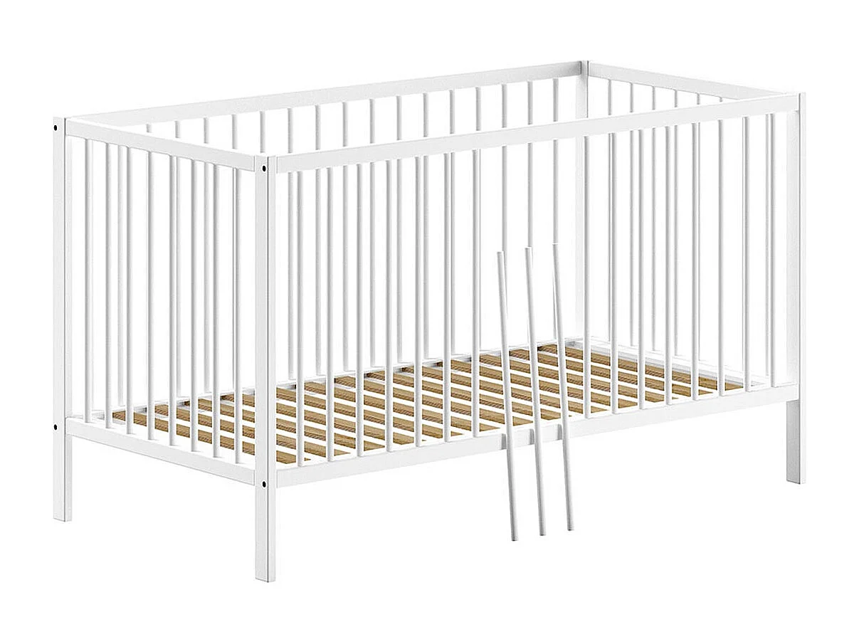 Lit Bébé à Barreaux "Dino" 70x140cm Blanc