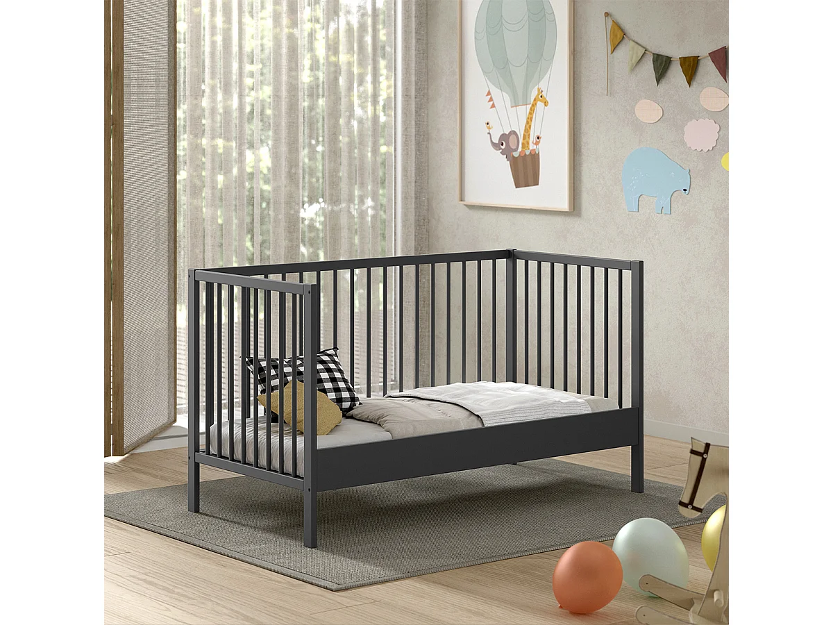 Lit évolutif 70x140 sommier inclus Meryl Anthracite