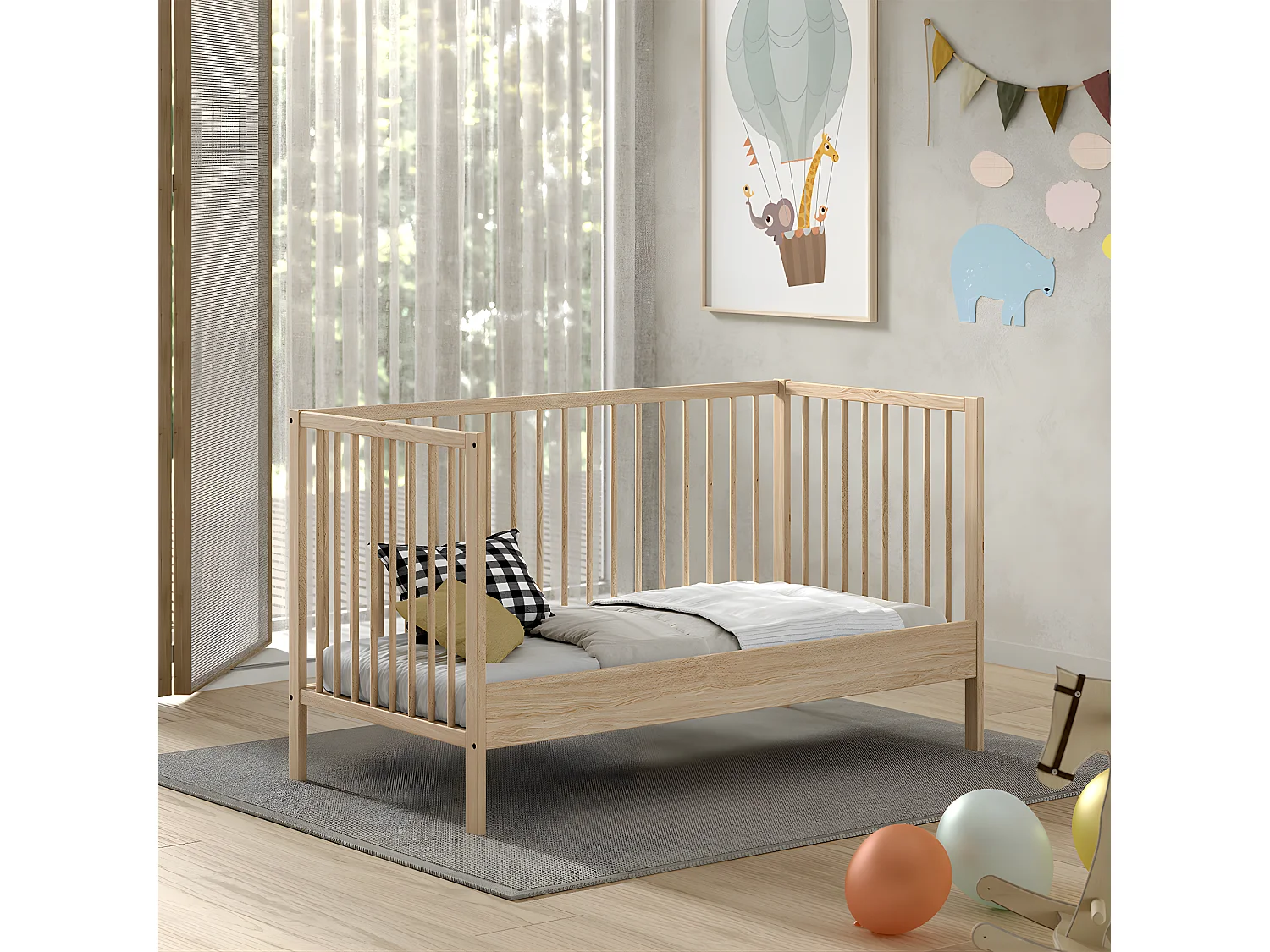 Lit évolutif 70x140 sommier inclus Meryl Bois