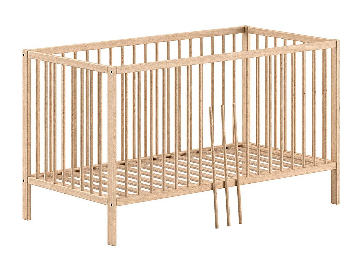 Lit Bébé à Barreaux "Dino" 70x140cm Naturel