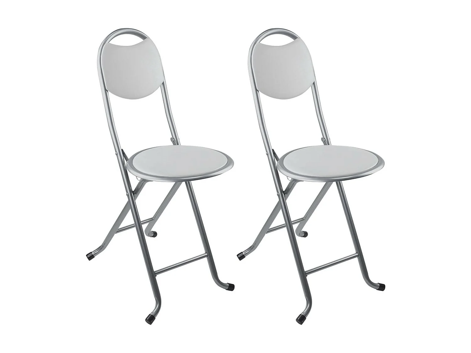 Pack 2 sgabelli pieghevoli con schienale 32x36x73,5 cm Bianco 7house