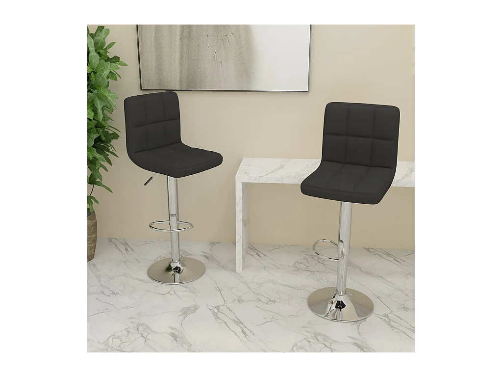 Tabourets de bar lot de 2 noir tissu