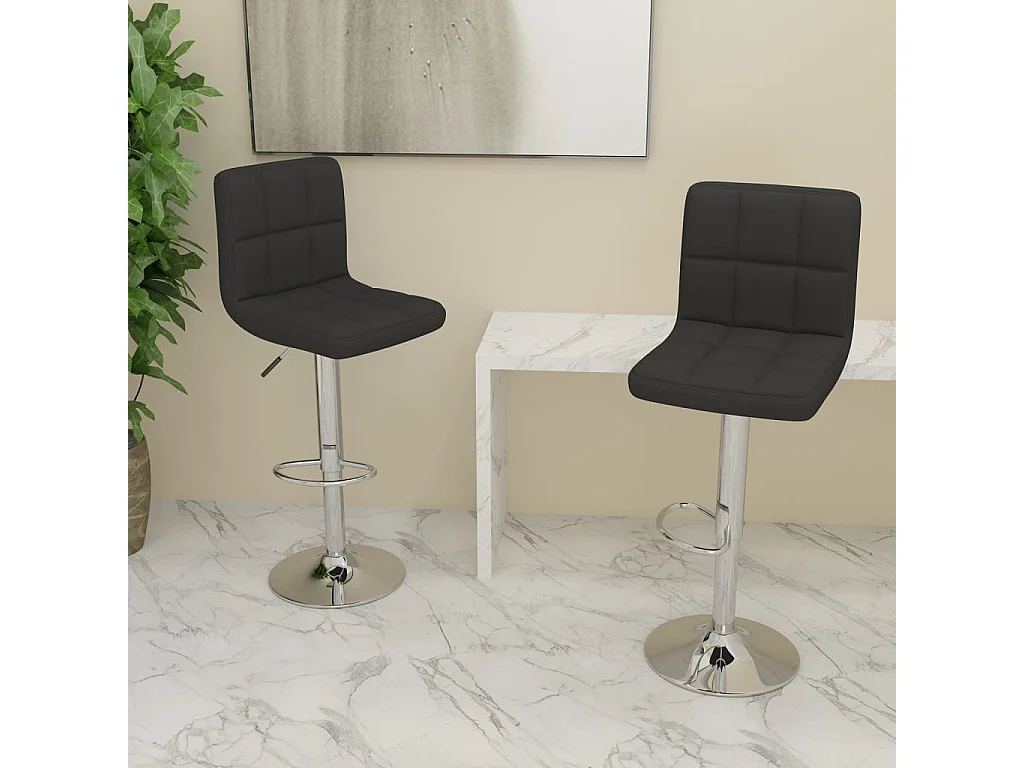 Tabourets de bar lot de 2 noir tissu