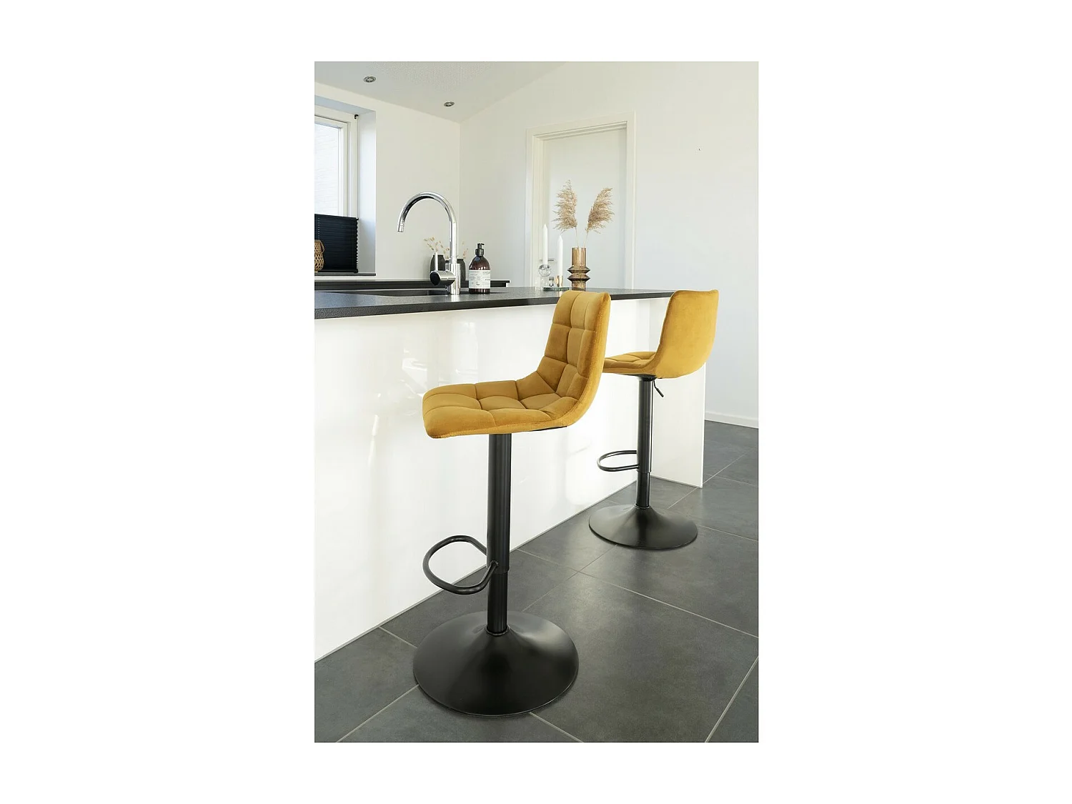 Set van 2 Hoge Krukken Middelfart, Geel, 43x43x108 cm, EPIKASA