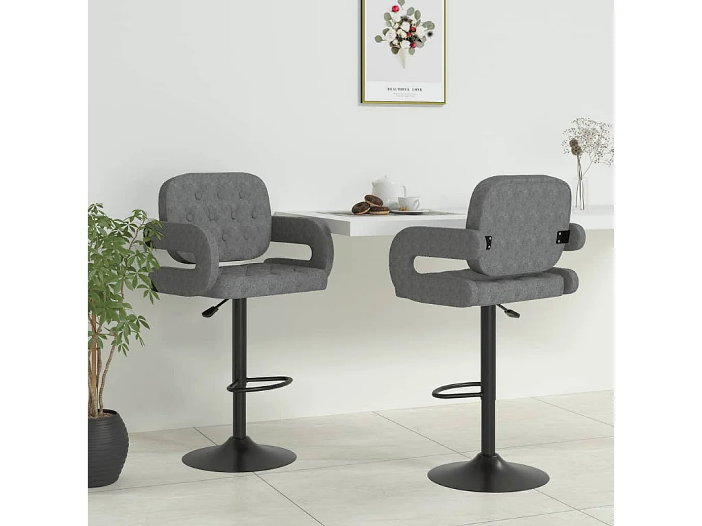 Barhocker 2 Stk. Hellgrau Stoff