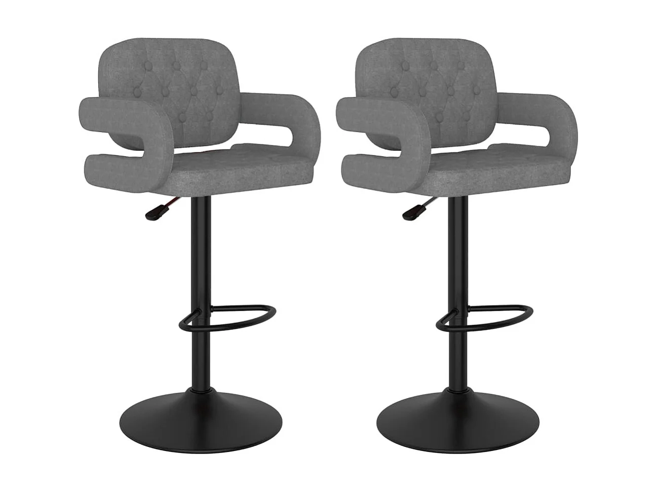 Barhocker 2 Stk. Hellgrau Stoff