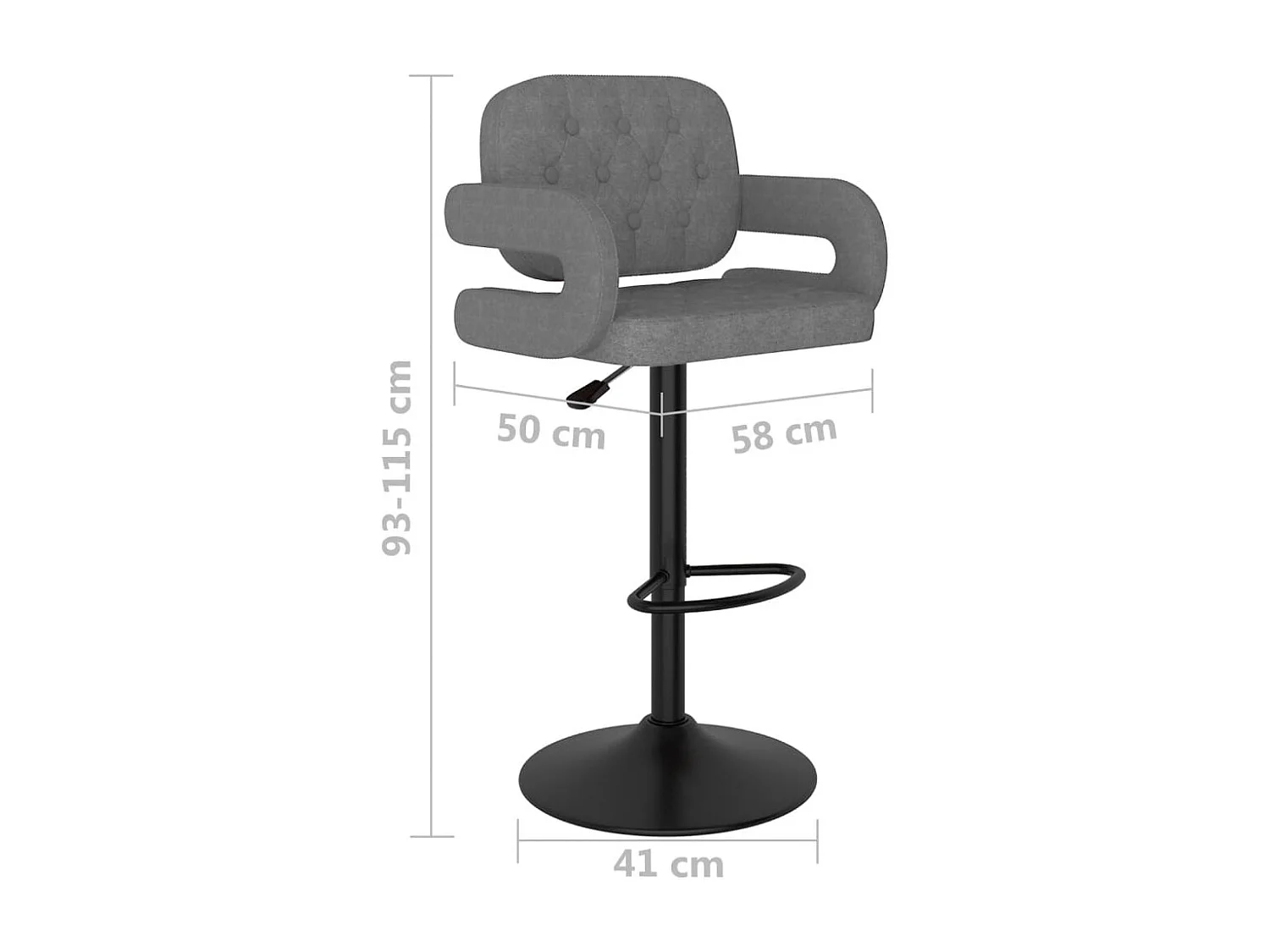 Barhocker 2 Stk. Hellgrau Stoff