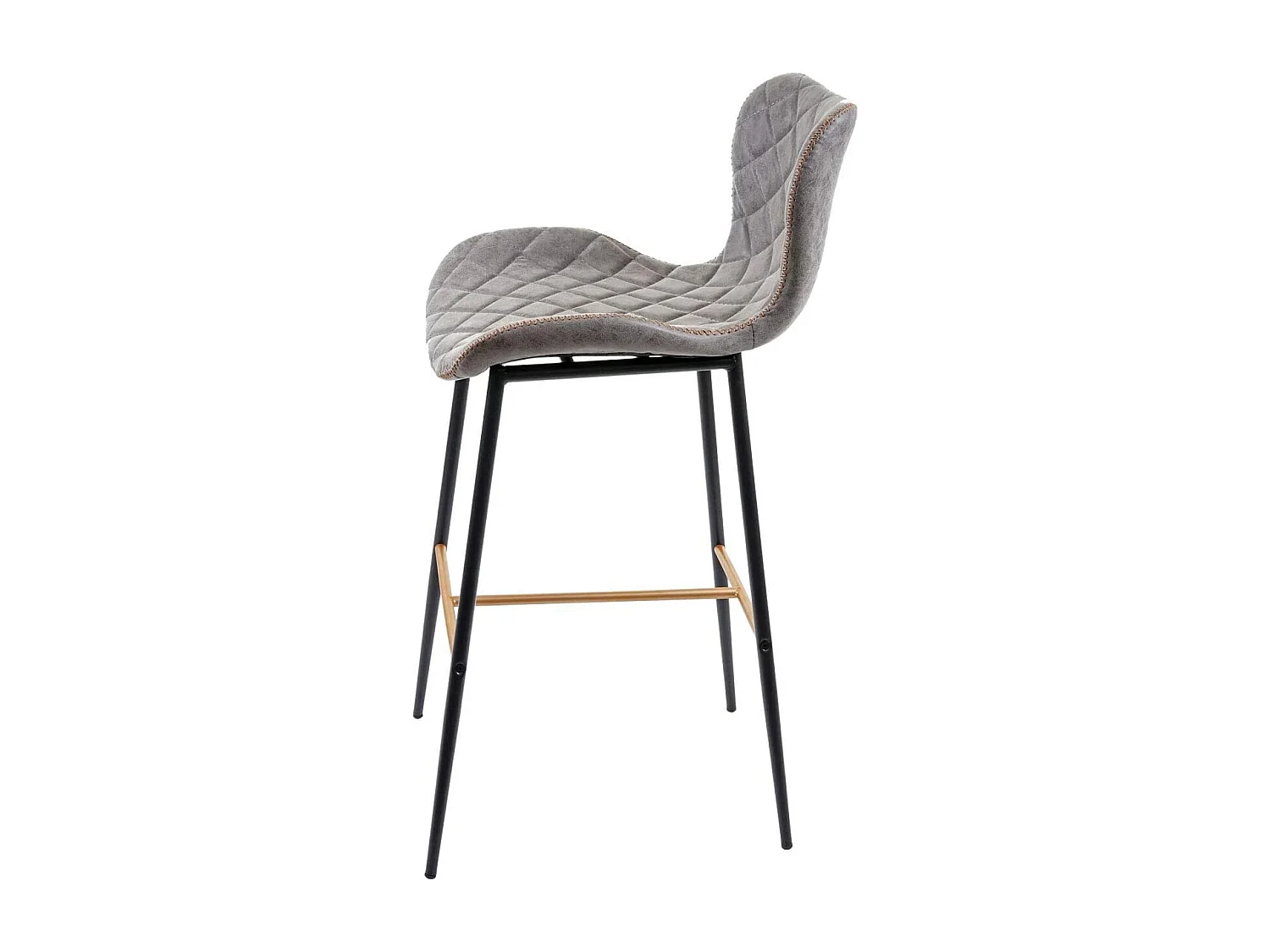 2x taburetes de bar poliuretano gris reposapiés con aspecto de ante TDB04059