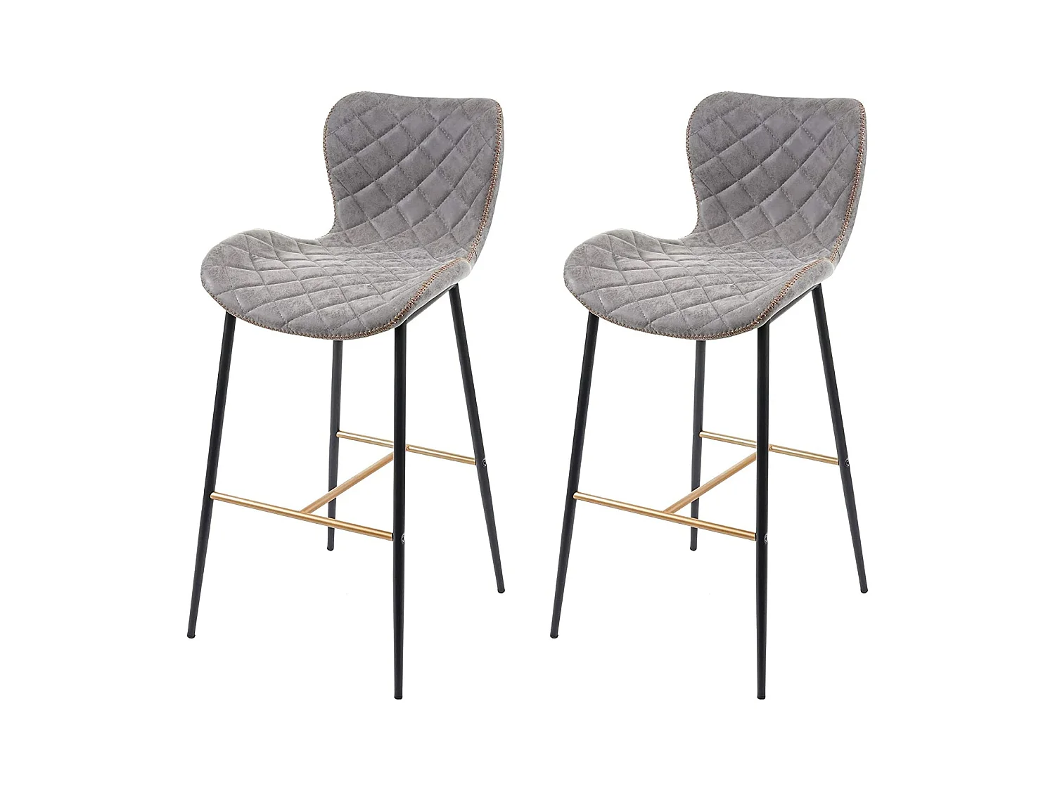 2x tabourets de bar grise 48 x 57.5 x 100.5 cm TDB04059