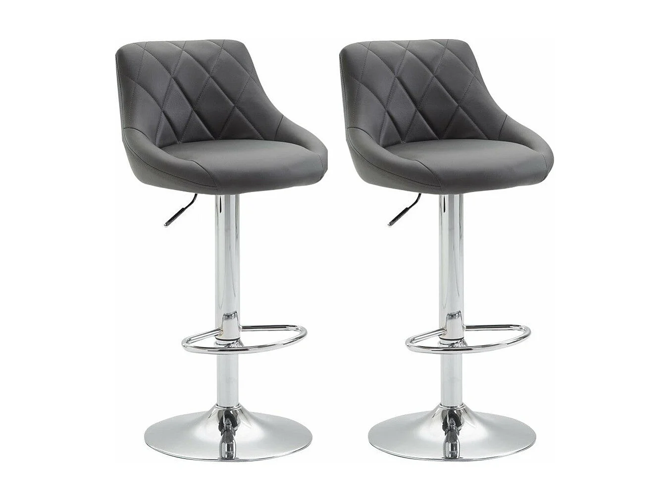 2x Tabourets de bar grise 46 x 49 x 104 cm TDB10080