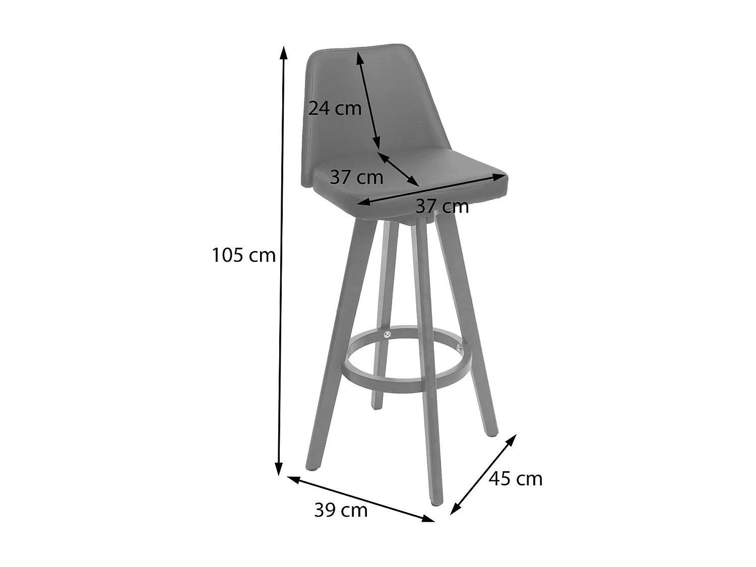 Tabouret de bar chaise bois marron 50 x 50 x 96 cm 04_0005278
