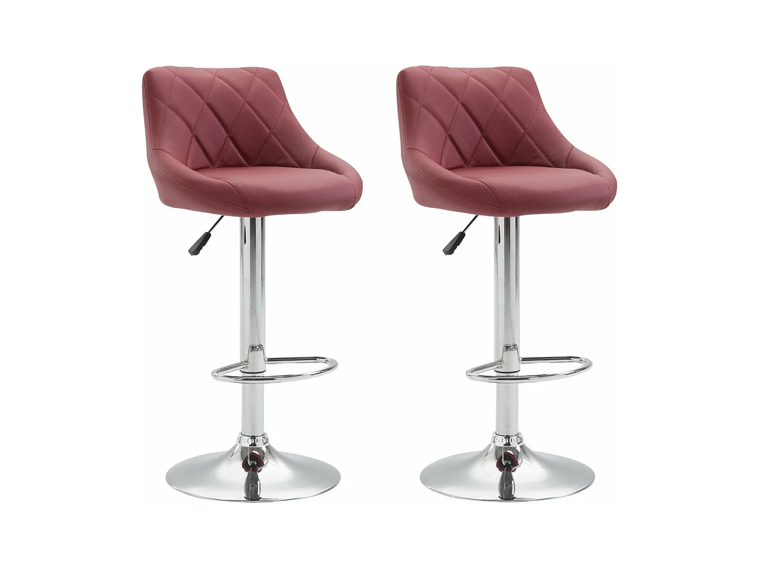 2x Tabourets de bar bordeaux 46 x 49 x 104 cm TDB10077