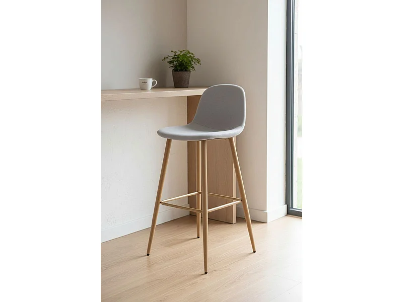 Taburetes Cocina - Taburete Teok Tela - Gris claro