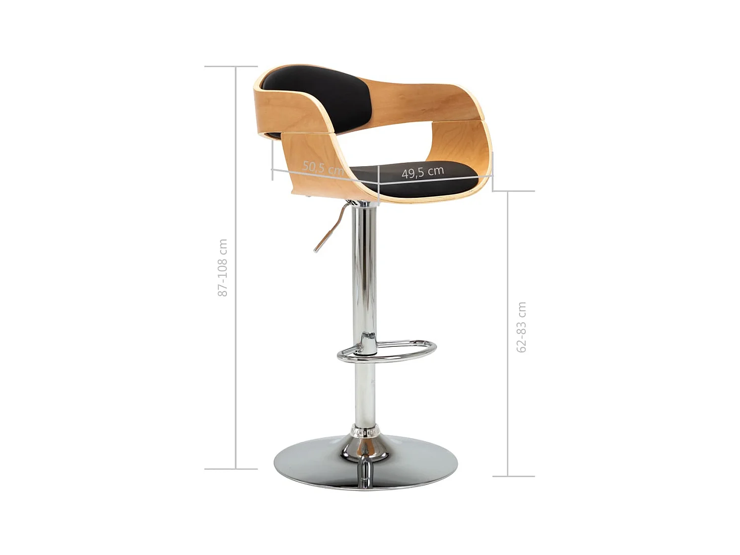 Barhocker Schwarz Bugholz und Kunstleder