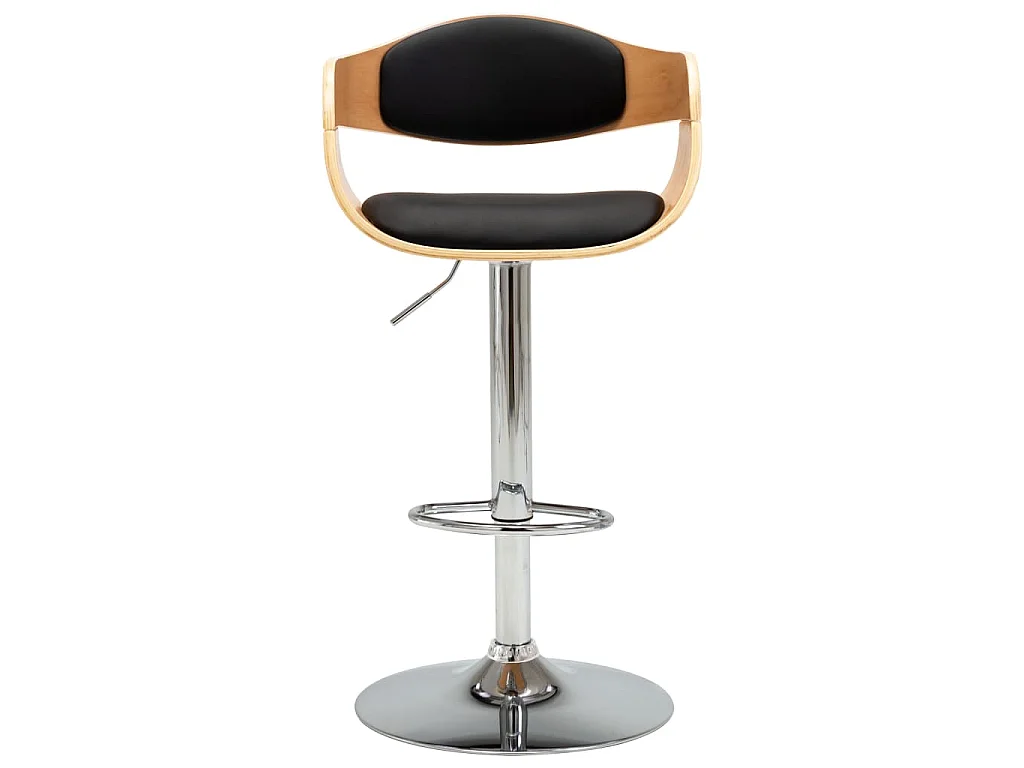 Taburete de cocina de madera curvada y cuero sintético negro