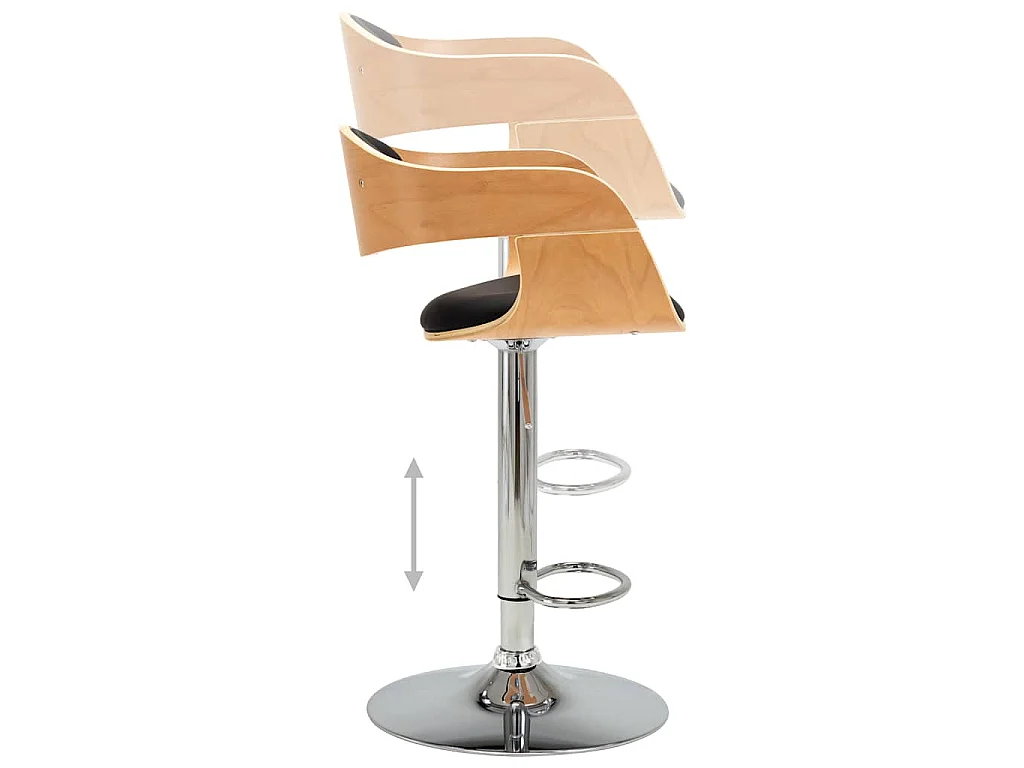 Taburete de cocina de madera curvada y cuero sintético negro