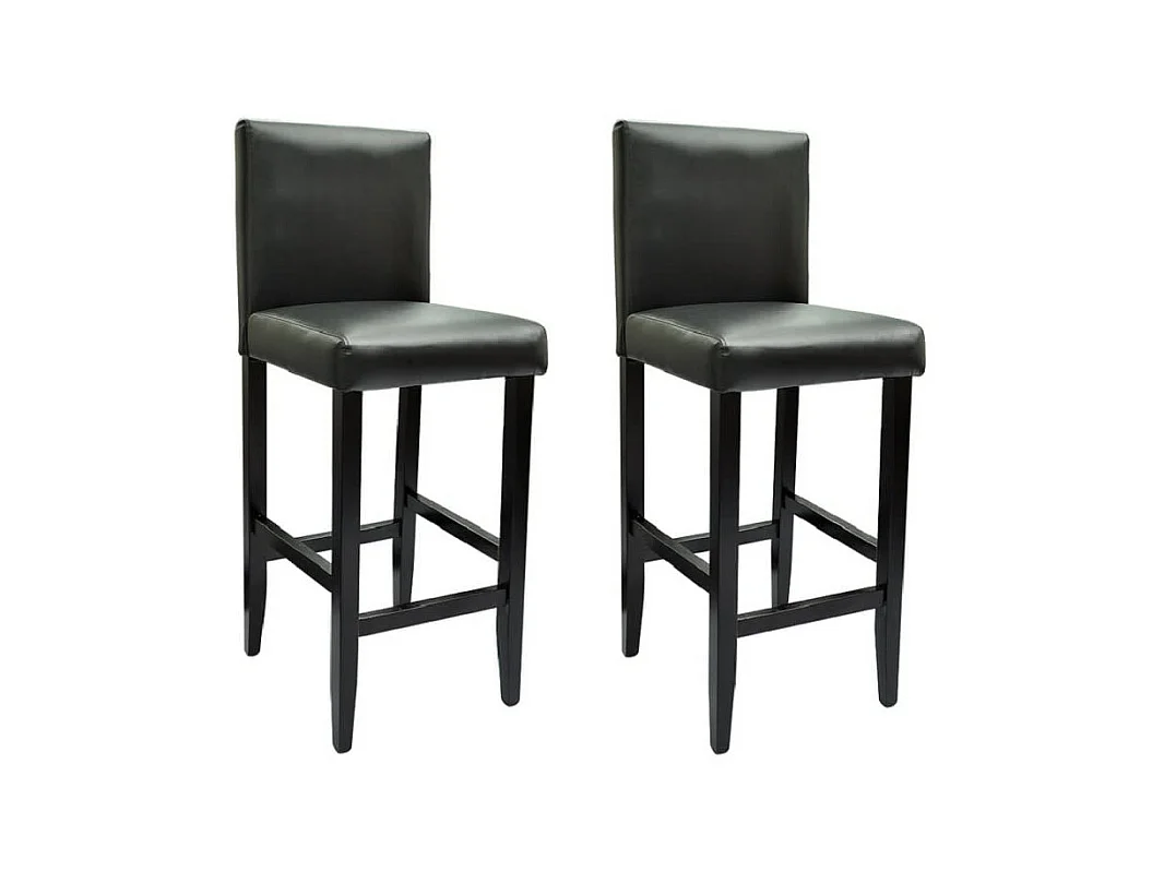 Tabourets de bar lot de 2 noir similicuir