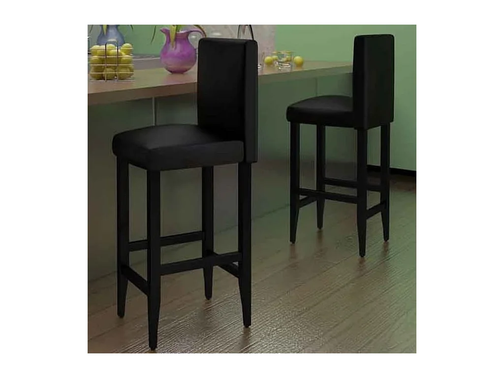 Barhocker 2 Stk. Schwarz Kunstleder