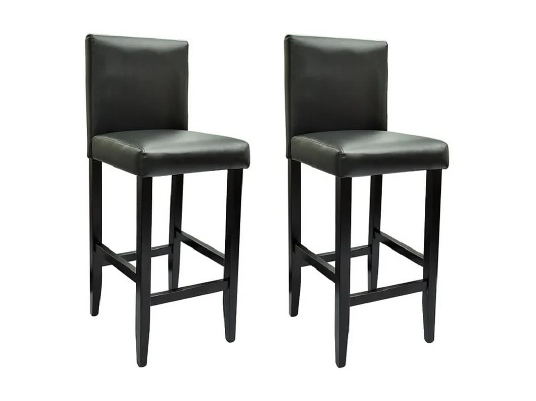 Tabourets de bar lot de 2 noir similicuir