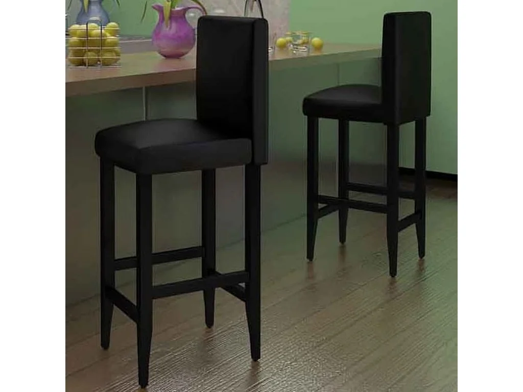 Barhocker 2 Stk. Schwarz Kunstleder