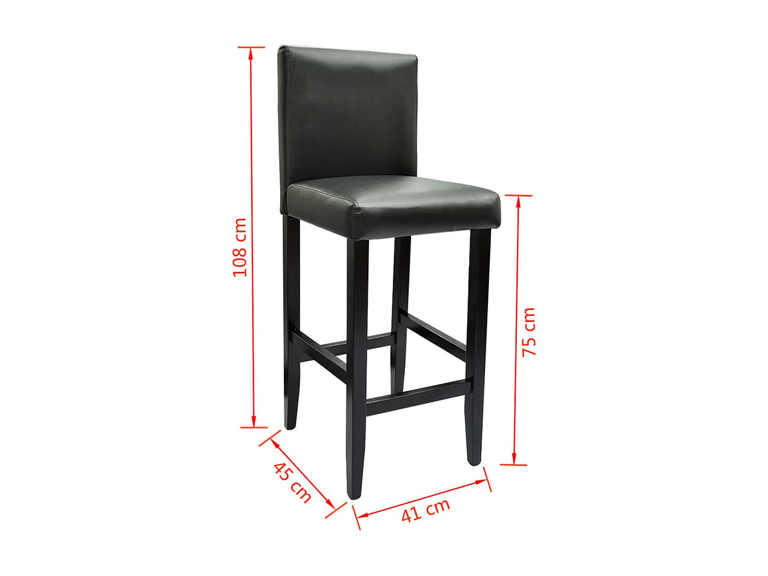 Barhocker 2 Stk. Schwarz Kunstleder