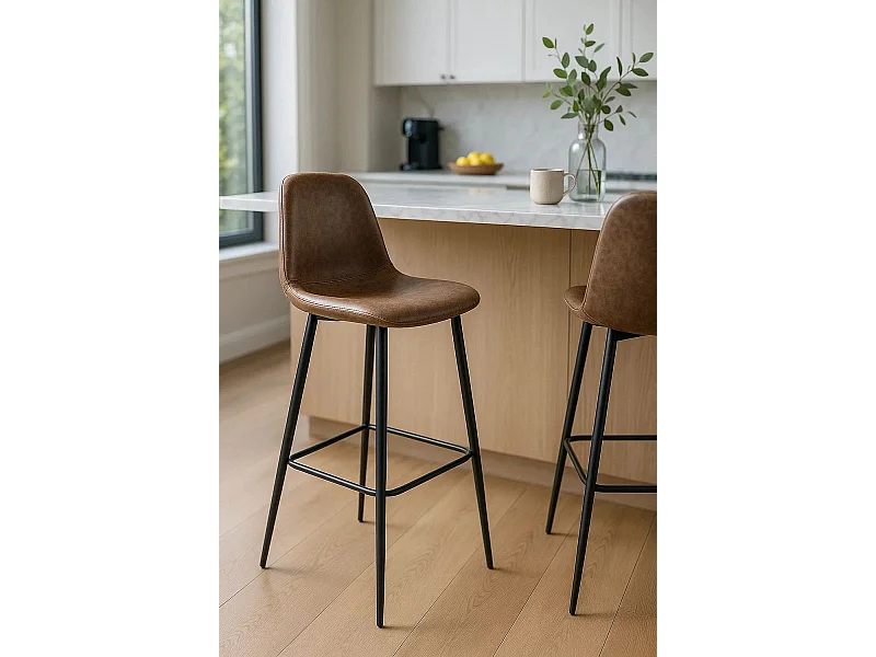 Taburetes Cocina - Taburete Veki Polipiel Vintage - Marrón Chocolate